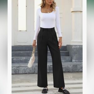Chic Black Wide Leg Women's Pants